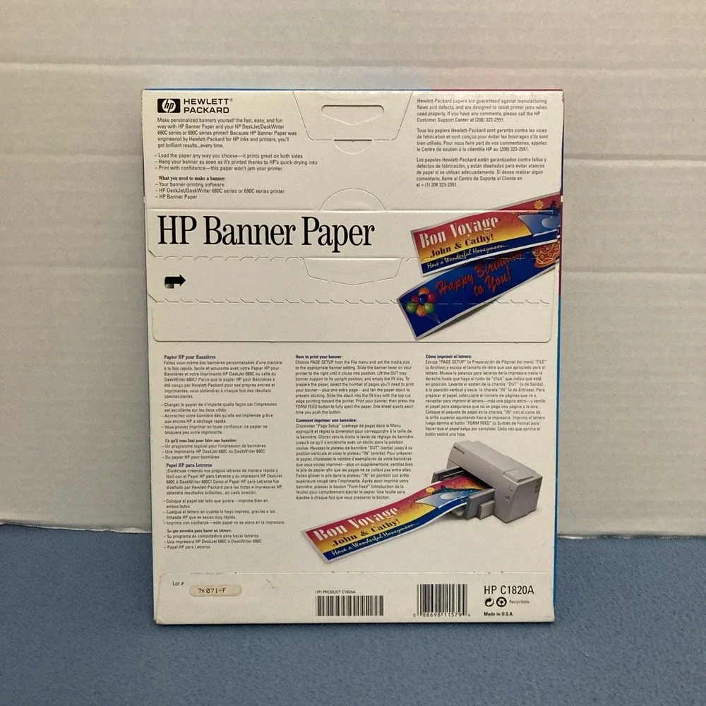 NIB HP Banner Paper for Inkjet‎ Printers - Make Your Own Banners - 100 Sheets